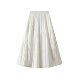 2025 New Tight Waist Folded Skirt Women Summer High Waist Thin A Word Medium Skirt 1016