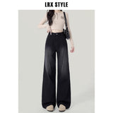 Black-Gray High-Waisted, Narrow-Legged Jeans Women's Autumn/Winter 2025 Winter New Thin Drag Straight Trousers