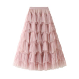 Cake Skirt 2025 Autumn New Mesh Dress Design Half-Dress Net Yarn Splicing Ponpong Skirt 1219