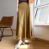 Silk Satin 2026 Spring And Summer New Women's High-Rise Half-Dress Fashion A-Saki Mid-Length Loose Waist Skirt