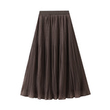 2025 Autumn New Pure Color High-Waisted Folded Skirt Women's Yang Is Right And Two A-Word Long Skirt 8607