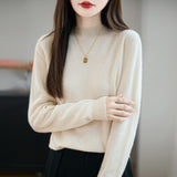 Line Ready-Upled Wool Blending 2026 Autumn And Winter New Women's Short Dress Half High-Neck Solid Color Bottom Top Knitting Shirt