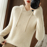Wool Blended 2026 Autumn And Winter New Women's Loose Hoodie Hoodie Solid Color Short-Case Sweater Knitted Hoodie