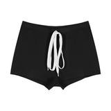 Black Tight Casual Shorts Women Summer Little Hottie Rope High Waist Thin Straight Trousers Repair Warm Pants