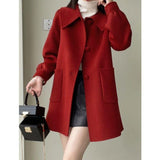 2025 Autumn And Winter New Long Love Buckle Thin Hair, The Coat Shows Thin Age Doll Collar Of The Coat