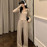 Net Red Wind Thin Age To Reduce The Age Of Fashionable Casual Suit Women's Spring And Autumn Hooded Body Broad Leg Pants Loose Two Sets