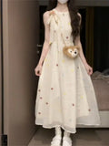 Cute Ins Sweet Waist Bow Dress Summer New 2025 Waist Show Thin Gentle Fairy Dress