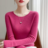 A Line Of Ready-On-Coat Wool Blended 2026 Autumn And Winter New Women's Short Loose Round Collar Solid Color With The Bottom Knitting Shirt