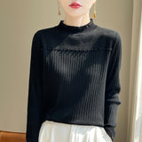 Fine-Woven Wool 2026 Autumn And Winter New Women's Short Lace Lace Lace Lace Collar Nail Beads Knitted Sweater