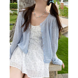 2026 Summer Sling Skirt With A Thin New Knit Shirt Female Hollow Hooded Coat
