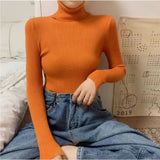 Black High-Neck Knitted Bottom Shirt Autumn And Winter Model Of Long Sleeves With A Female Sweater Slimming Clothes