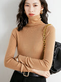 Fine Wool 2026 Autumn And Winter New Women's Body Stacked Elastic Solid Color Short Knitted Bottom Sweater