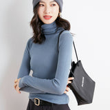 Fine Wool 2026 Autumn And Winter New Women's Body Stacked Elastic Solid Color Short Knitted Bottom Sweater