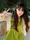Bohemian Asian Style Suit Green Tud Dress Women Summer Design Small Many Pamine Skirt Women