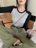 Autumn Niche Long-Sleeved Round Collar With T-Shirt Slimming Shirt Full Of Thin Chic Top Tide