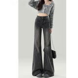 Black-Gray Micro-Horn Jeans Women 2025 Trend With New Autumn And Winter High Waist Thin Small Trumpet Pants