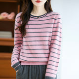 100% Pure Wool 2026 Autumn And Winter New Women's Loose Round-Collar Collar Short Top Bottom Knitted Sweater