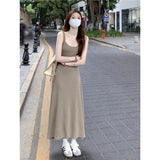 Design A Small Folded Sling Dress Female Summer Temperament To Close The Waist Thin A Word Knit Long Skirt Women's Dress