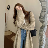 Cardigan Sweater Women Thicken The Long Loose Outer Wear Autumn And Winter New Korean Version Of Lazy Wind Coat Retro Clothes