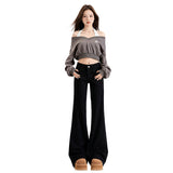 Black High-Waisted Micro-Horn Jeans Women Autumn And Winter 2025 Trend Of The New Non-Legged Horseshoe Horn Pants