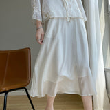 Silk Satin 2026 Spring And Summer New Women's High-Rise Half-Dress Fashion Pure Color A-Saki Mid-Long Half Skirt