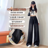 Black Gray Leg Jeans Women Spring And Autumn Winter 2025 Trend New Fashion Slim Loose Straight Pants