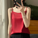 Silk Satin 2026 Spring And Summer Women's New Dress In A Short Collar With A Single Shoulder Sling Slings Small Vest
