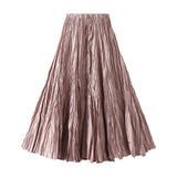 2025 Spring New Sister Wind High-Level Feeling Hundred Folds Loose Thin Swing Skirt Leisure A Skirt 8081