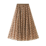 Big Swing Splicing Yarn Dress Lint Lint Half Dress Woman 2025 Spring Splicing Mesh Yarn Skirt 1828