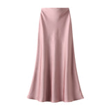 Design Lustrous Silky Silky Dress Half-Dress Women's Summer Long Fishtail Skirt High-Waisted Thin-Butt Skirt9902