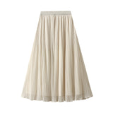 2025 Autumn New Pure Color High-Waisted Folded Skirt Women's Yang Is Right And Two A-Word Long Skirt 8607