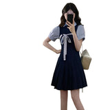 College Style Temperament Hit The Striped Dress Women's Dress 2026 Summer New Beautiful Film To Reduce The Age Of 100 Folds Skirt