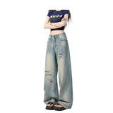 Blue Low-Rise Wide-Legged Jeans Women's Summer Thin 2025 Trend New Loose Thin Straight Tube Trousers