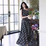 Fashion Suit Retro Style Neckless Sling Vest 2025 Women's Summer High-Waisted Skirt Two-Piece Tide