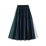 Autumn New Color Temperament Elegant Map Print 100-Folded Skirt Female High-Waist Long Skirt 2125