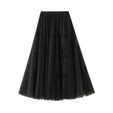 Dress Gentle Fairy Design Feeling Bow Net Autumn Winter Display Thin Waist Half Body Skirt 0883