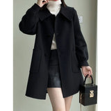 2025 Autumn And Winter New Long Love Buckle Thin Hair, The Coat Shows Thin Age Doll Collar Of The Coat