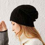 Cashmere 2026 Autumn And Winter New Women's High-End Pure Color Sesame Blossom Hollow Warm Fashion Knitting Leisure Head Hat