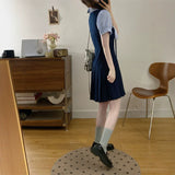 College Style Temperament Hit The Striped Dress Women's Dress 2026 Summer New Beautiful Film To Reduce The Age Of 100 Folds Skirt