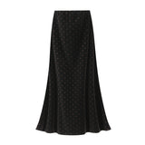 Autumn And Winter Retro Wave Dot Print Fishtail Skirt Half-Body Skirt Women Autumn New High-Rise Thin Velvet Dress 9987