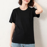 100% Cotton Breathable 2026 Spring And Summer Women's New Loose Round-Neck Short Pair Of Men And Women's Short-Sleeved T-Shirt