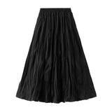 2025 Autumn New High-Rise Slim Folding Long Swing A-Dress Skirt Women 0838