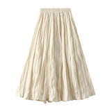 2025 Autumn New High-Rise Slim Folding Long Swing A-Dress Skirt Women 0838