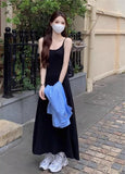 Design A Small Folded Sling Dress Female Summer Temperament To Close The Waist Thin A Word Knit Long Skirt Women's Dress