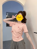 2025 New Three-Dimensional Bows Short-Sleeved Short-Sleeved T-Shirt Design Feels Sweet And Spicy Summer Repair Clothes