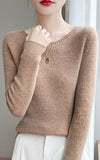 Line Ready-Upled Wool Blending 2026 Autumn And Winter New Women's Short Dress-Up Round Collar Pit Inside The Bottom Knitting Shirt