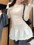 Ballet Lace Under The Long-Sleeved T-Shirt Girl Spring And Autumn New Niche Design Feeling Stacked With A Bottoming Shirt