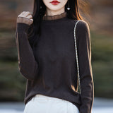 Fine-Woven Wool 2026 Autumn And Winter New Women's Short Loose Lace Lace Lace Hollow Bottom Jersey Sweater