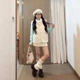 Autumn And Winter Korean Warm Furry Sleeveless Lamb Wool Vest Coat Folded Soft Languid Sweater
