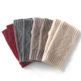2026 Autumn And Winter Cashmere New Women Warm Thick And Cold Leakage Finger Sesame Flower Retro Coarse Knitted Gloves